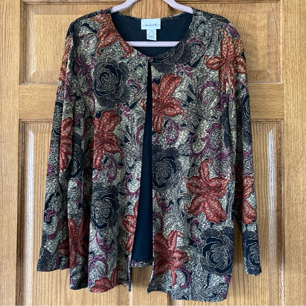 5/$15 Anna Maxwell Nice Dark Floral Print Jacket 3X